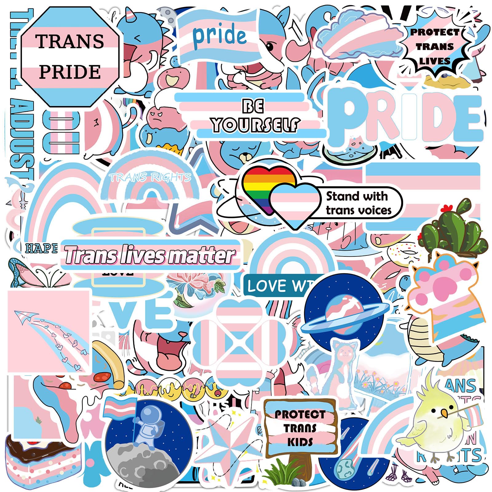 MEPLUM Trans Pride Stickers, 200 PCS FTM Transgender Stickers Bulk for Trans Pride Stuff Accessories Celebration Parades Home Decor Party Supplies