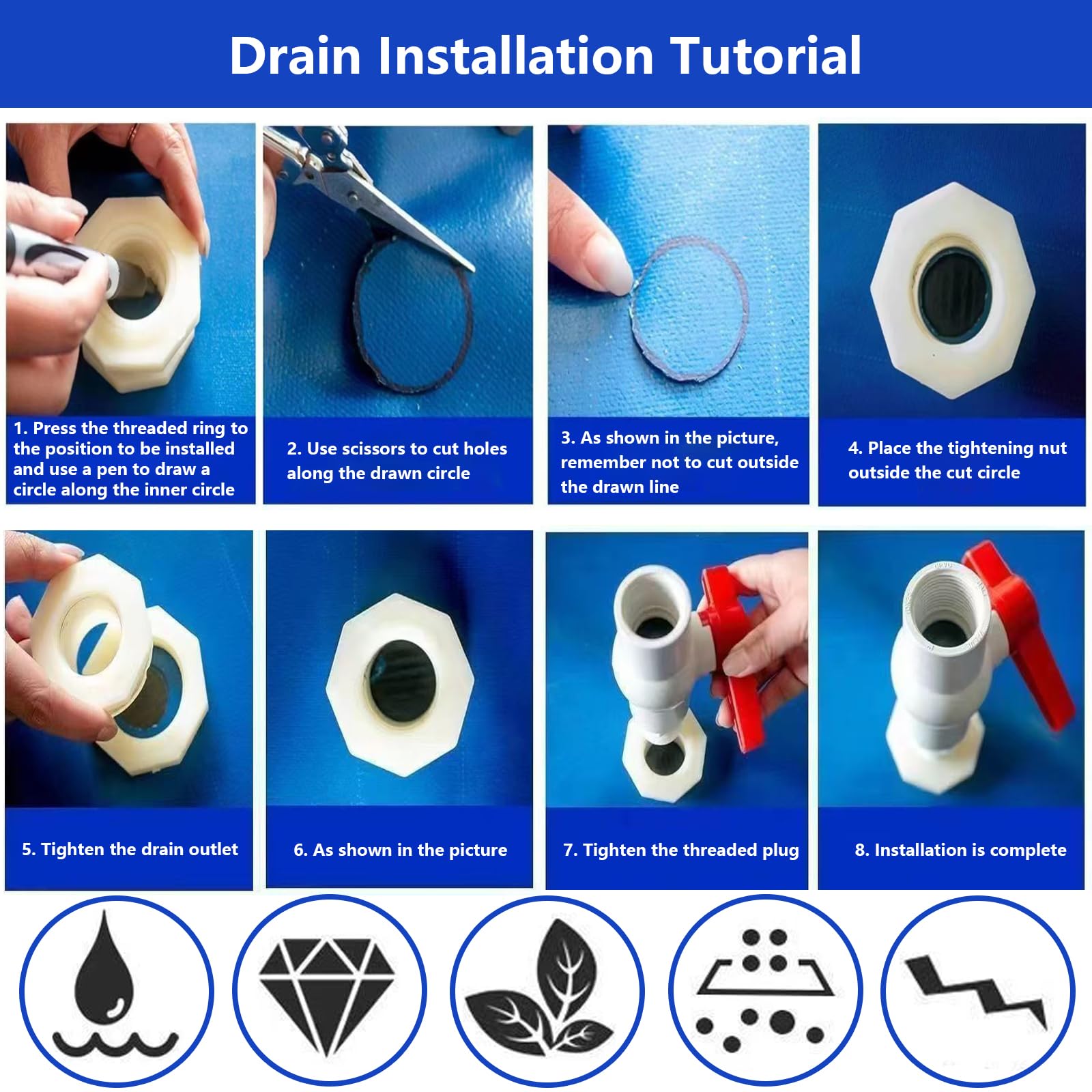 Estanque Grande para Piscina de Acuario, Estanque de Peces de Lona de PVC, Tanque de Almacenamiento de Agua Plegable,con Soporte de Metal para una fácil instalación, para Cría De Koi Agrícola