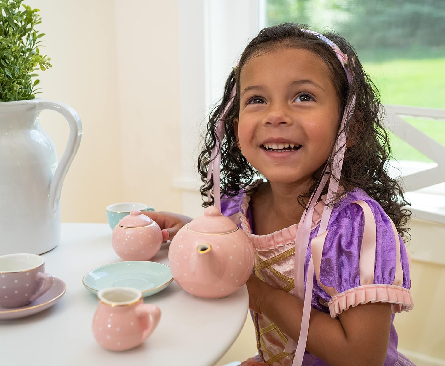 Little Adventures Rapunzel Princess Party Dress - Machine Washable Child Pretend Play Costume Outfit with No Glitter - Image 7