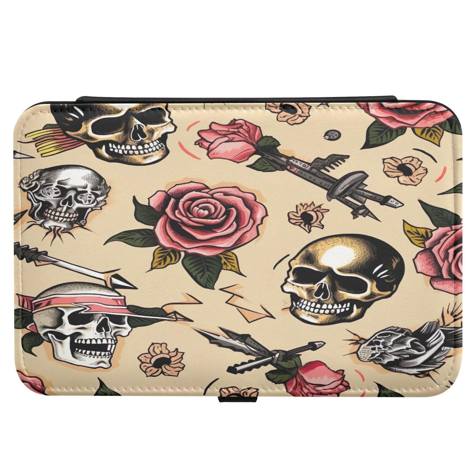 Haskirky Vintage Skulls Jewelry Box Portable PU Leather Travel Jewelry Organize for Women Jewelry Storage Display Holder for Ring, Necklace, Earring