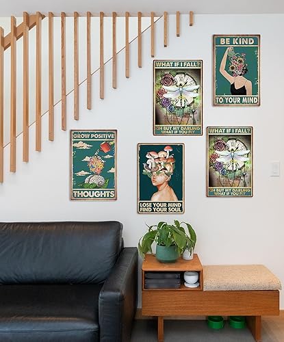 Miniatura 5 de CUUCTGDA Cartel de metal con texto en inglés «What If You Fly Wall Decor