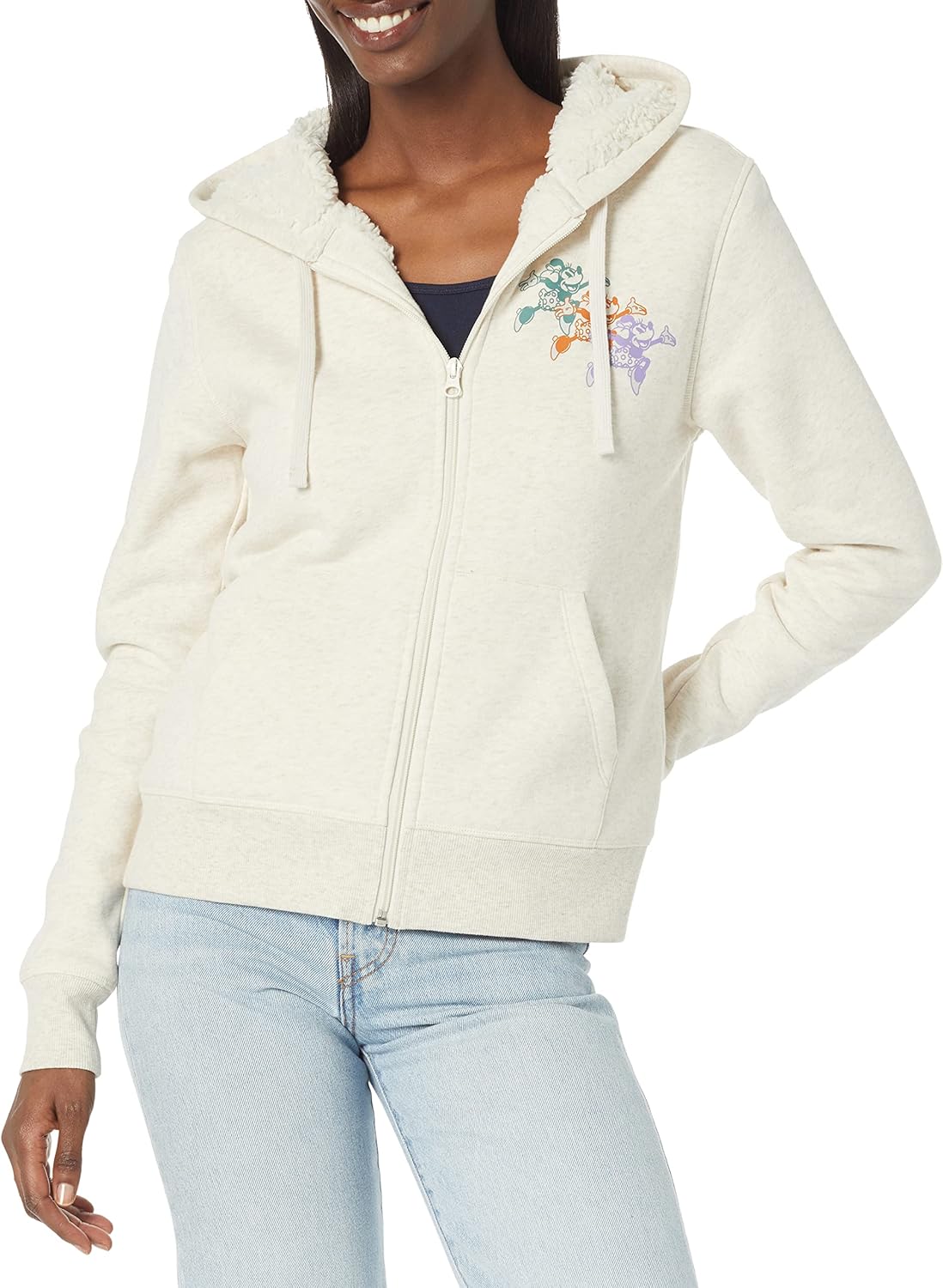 Amazon Essentials Disney | Marvel | Star Wars | Princess Women's Fleece Sherpa-Lined Full-Zip Hoodies Medium Dancing Minnie