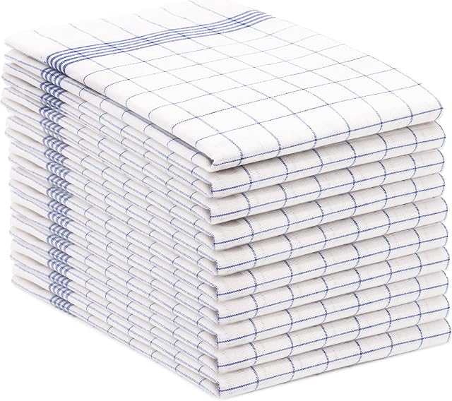 ZOLLNER Zestaw 10 Ściereczek do Naczyń 50x70 cm 100% Bawełna Niebieska Kratka