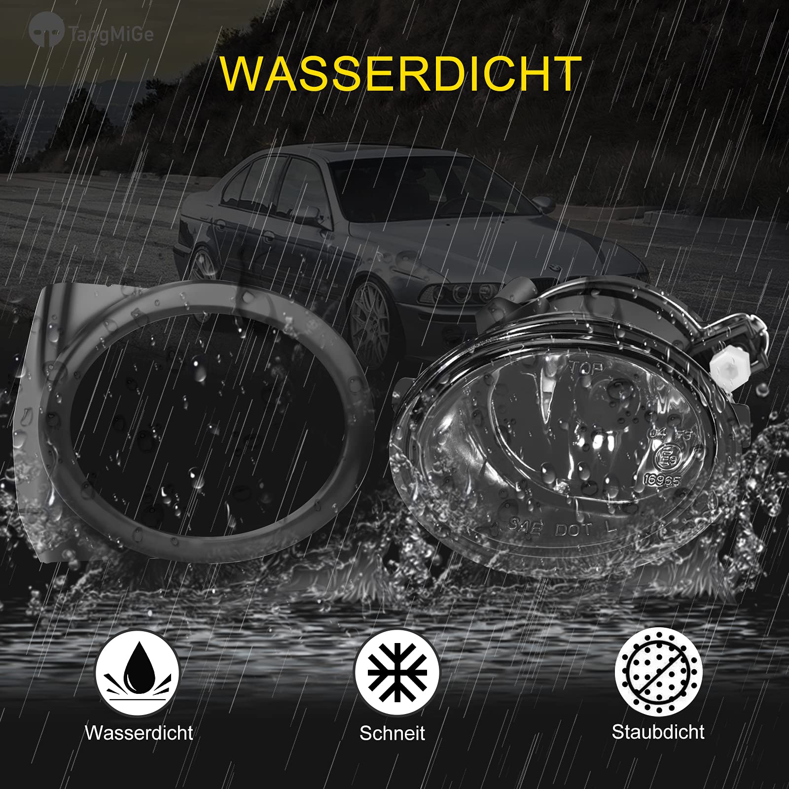 TangMiGe Światła Przeciwmgielne kompatybilny z BMW (E46 M3 E39 M5) / Seria 3 (320i 323i 325i 325xi 330i 330xi Sedan, 325i 325xi Wagon, z pakietem sportowym), 2000-2007 (Czarny)