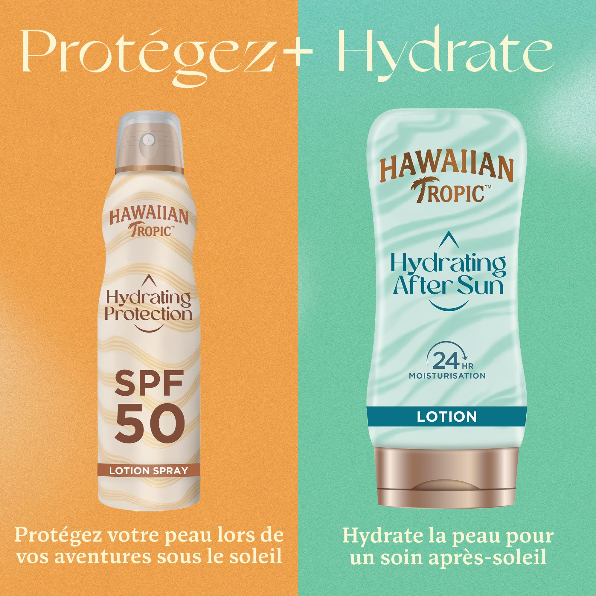 Hawaiian Tropic Brume protectrice hydratante, Résistante à l’eau, SPF 50, Protection UVA + UVB, Écran solaire, Senteur tropicale, Lotion solaire en brume, 220ml