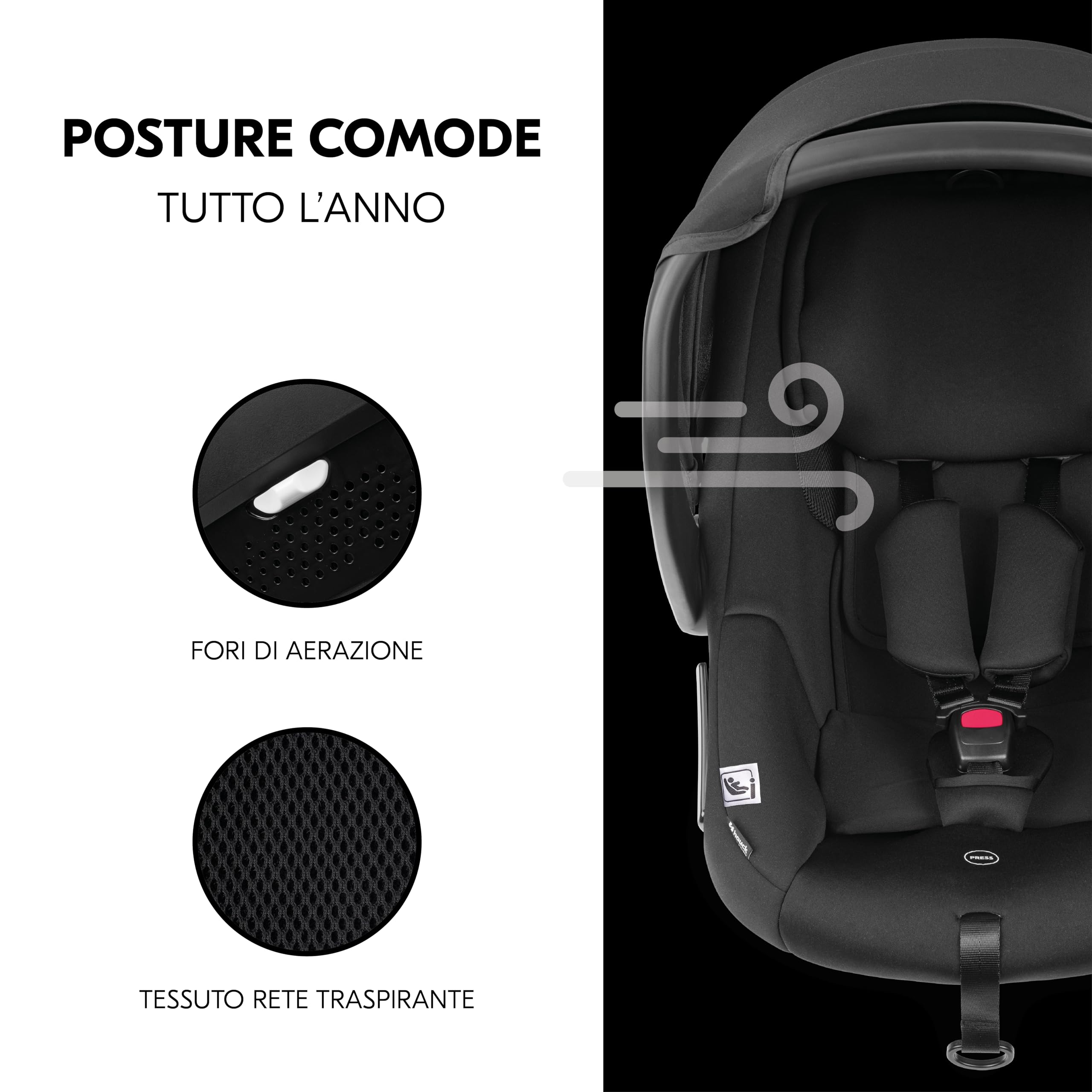 hauck Passeggino Set 3 in 1 Saturn R - Con Ovetto Neonato, Navicella Neonato e Seduta Reclinabile - Dalla Nascita Fino a 22 kg, Pieghevole - Melange Nero
