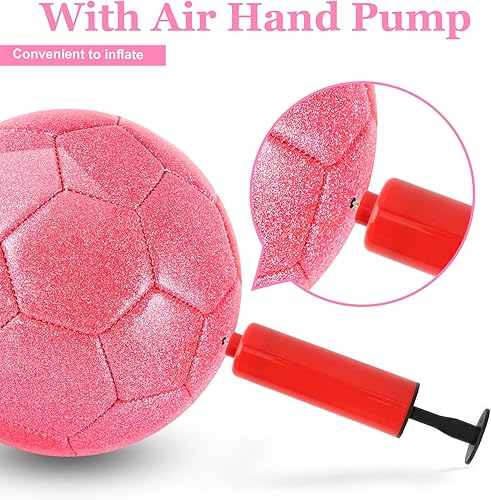 Miniatura 4 de DLUGOPIS Juego de balón de fútbol rosa tamaño 4 para niños, pelota de fútbol para niños, pelota de fútbol juvenil con accesorios de fútbol, bolsa de