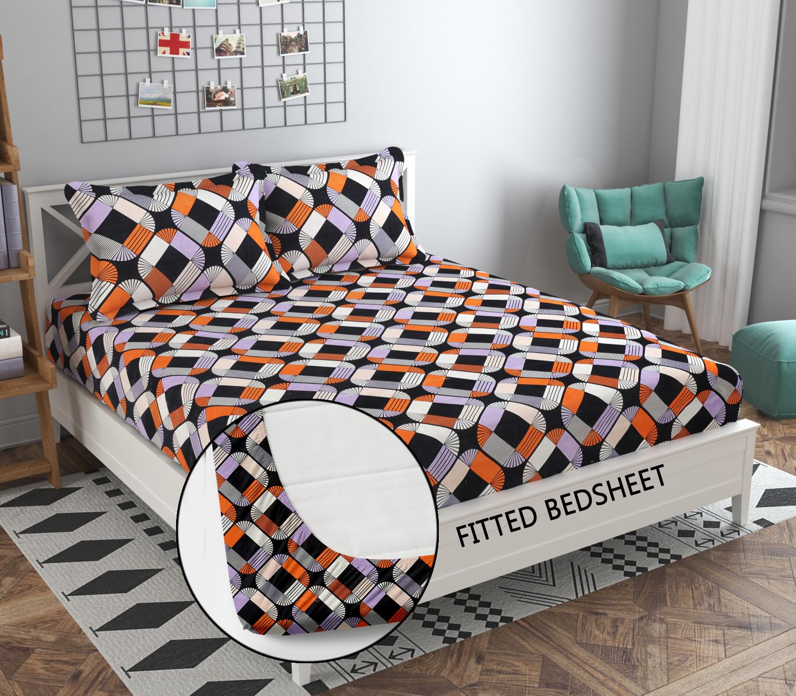 Soniasaa Premium Cotton-Blend Elastic Fitted Bedsheet with 2 Pillow Covers for Double Bed with All Around Elastic 202 TC Supersoft | Size - 72x78 Fit Upto 6 Inches Mattress Soft-Touch Skin Friendly (B0CRQBPKX2) Amazon Price History, Amazon Price Tracker