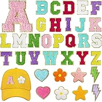 Vista 11 de MEEZY 34 parches de letras de felpilla autoadhesivas negras, parches bordados A-Z, letras del alfabeto, calcomanías de tela, accesorios hechos a