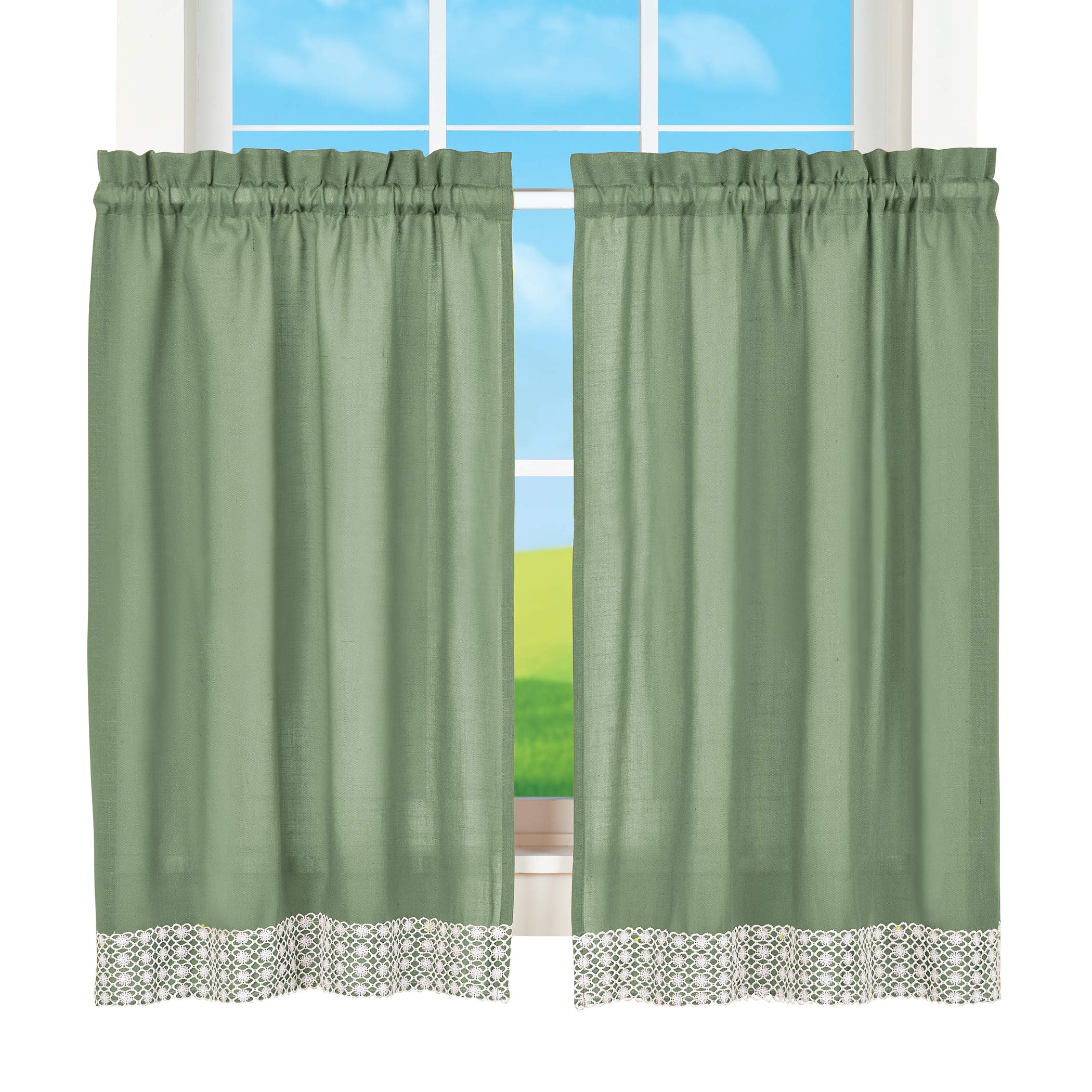 Tier Pair 60" x 36" Salem en tissu de qualité supérieure couleur vert sauge
