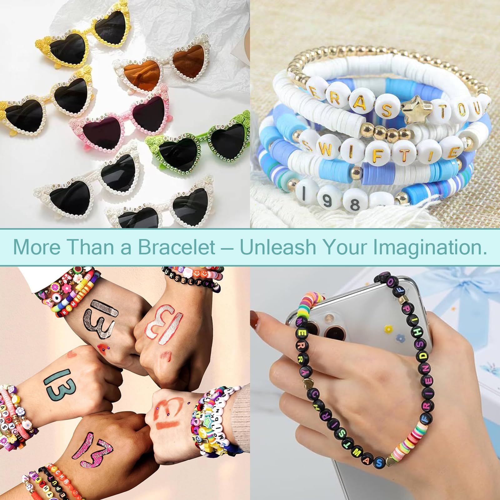 Cuentas acrílicas con letras del alfabeto, cuentas cúbicas blancas coloridas para pulseras de amistad y regalos, fabricación de joyas de recuerdo (7 x 4 mm, redondas, 1000 unidades)