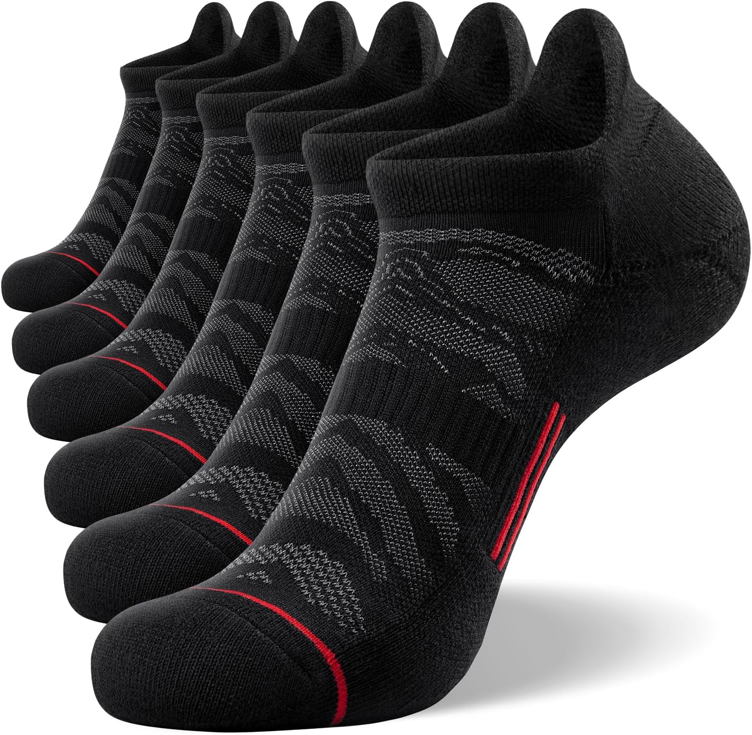 FITRELL Men's 6 Pack Ankle Running Socks Low Cut Cushioned Athletic Sports Socks 7-9/9-12/12-15