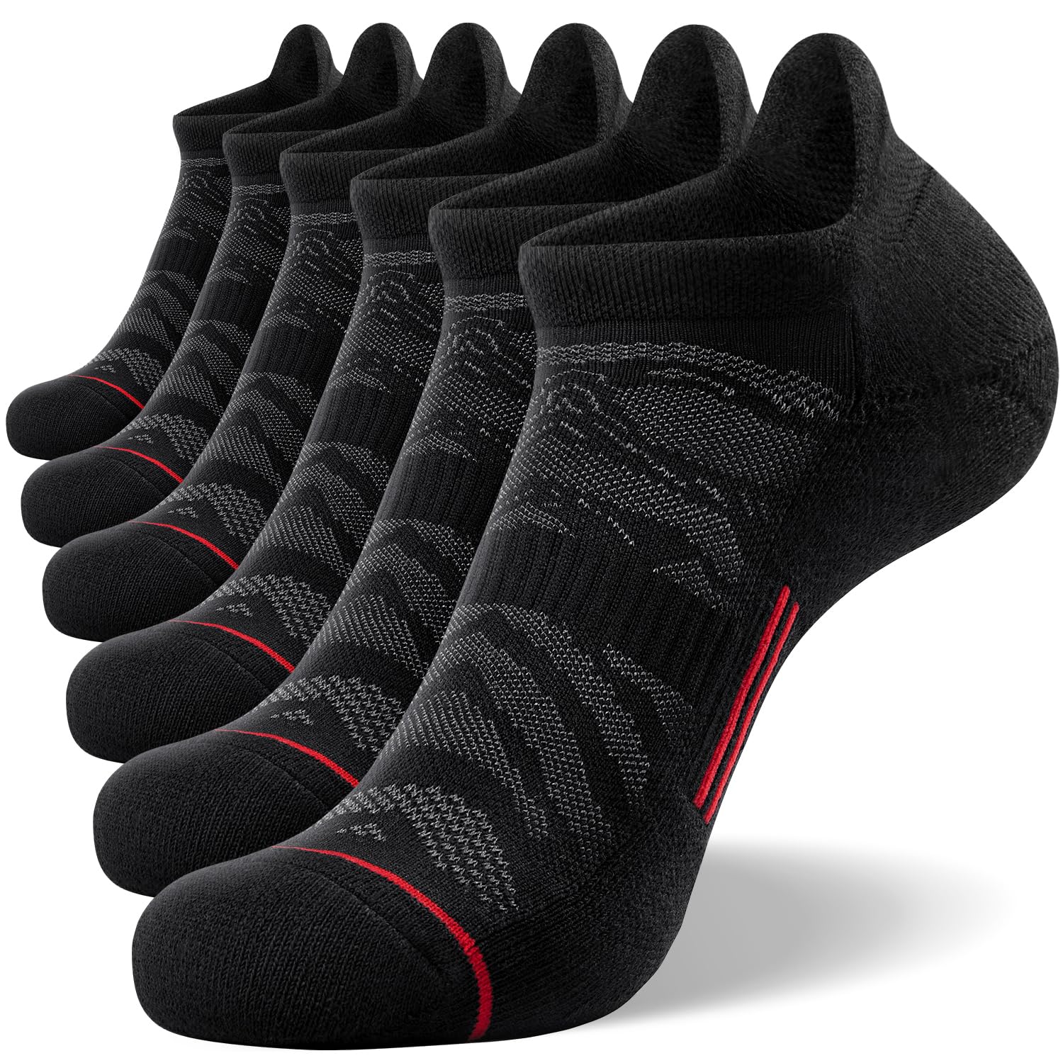 FITRELL Men's 6 Pack Ankle Running Socks Low Cut Cushioned Athletic Sports Socks 7-9/9-12/12-15OEKO-TEX STANDARD 100
