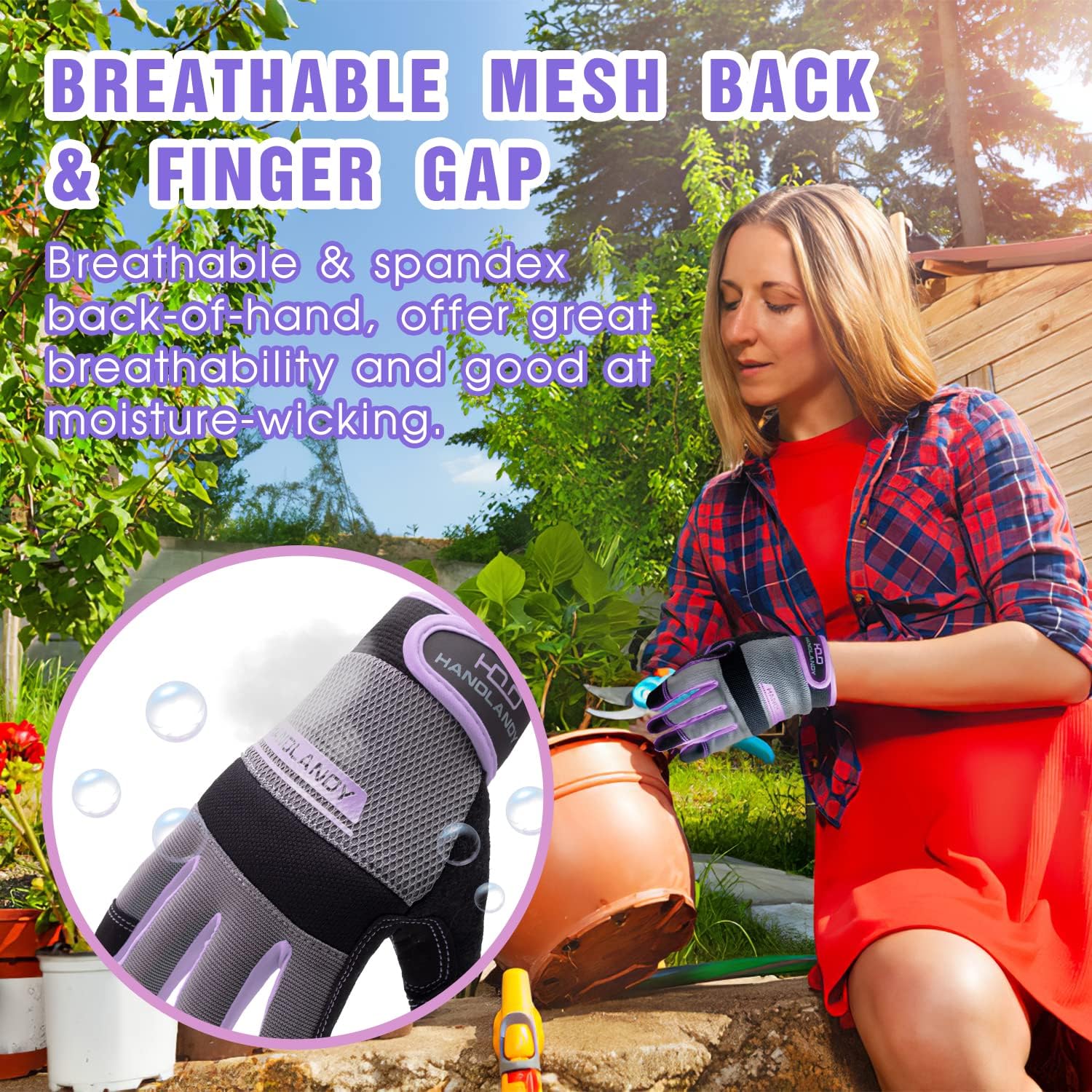 AIGEVTURE Utility Work Gloves Women, Safety Mechanic Working Gloves Touch Screen,Flexible Breathable Yard Work Gloves