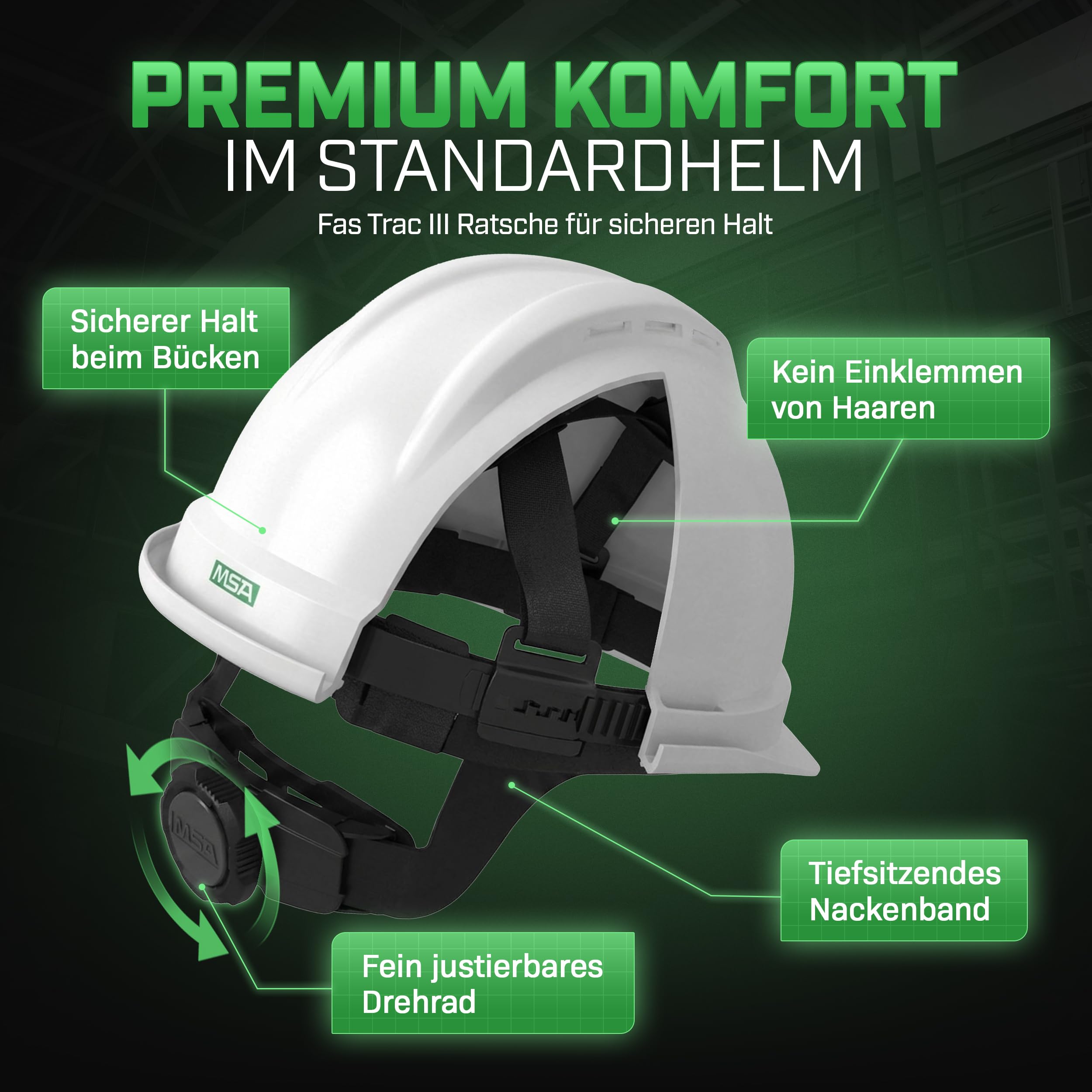 MSA V-Gard 500 Bauhelm - unbelüfteter Schutzhelm für Baustelle & Elektriker - robuster Helm nach DIN EN 397 für Arbeit