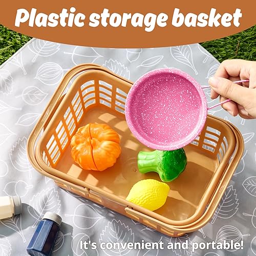 Miniatura 3 de Juego de accesorios de juguete de cocina para niños, juego de cocina para niños, coloridas ollas y sartenes de acero inoxidable, regalos de