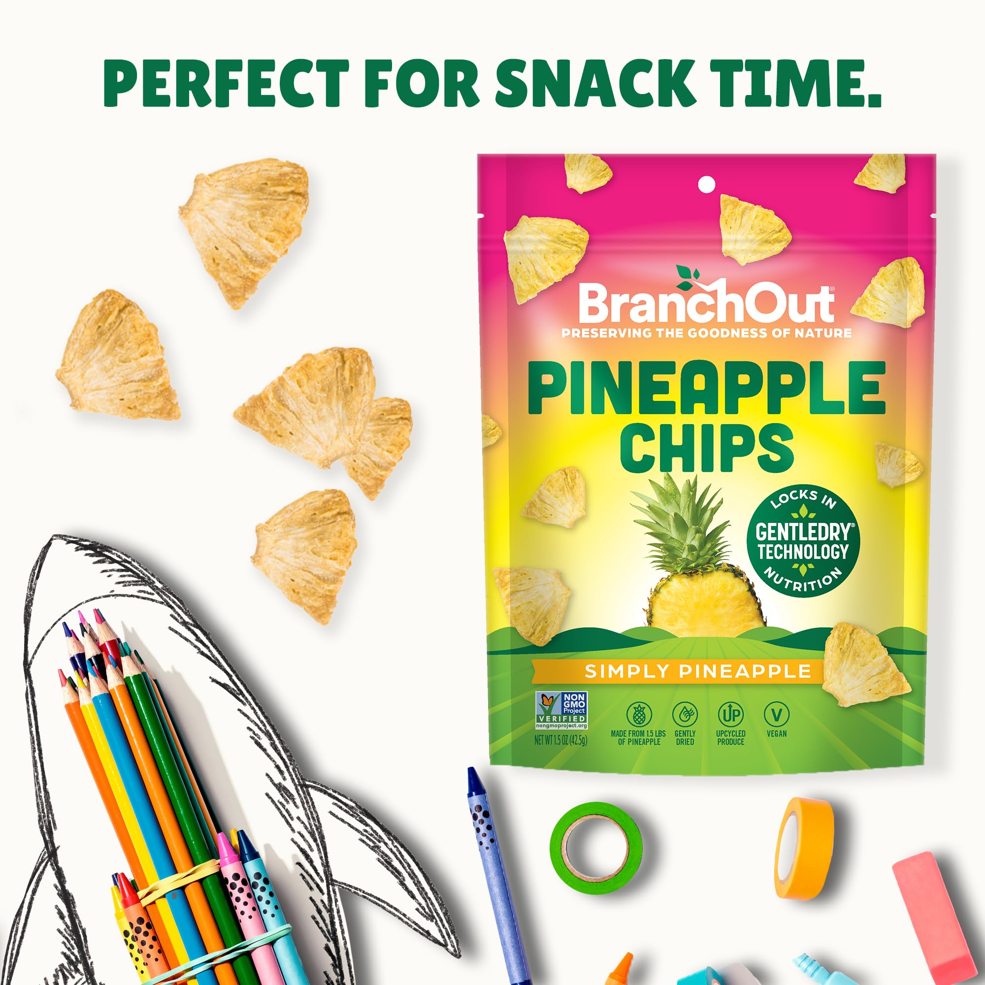 Snapklik.com : BranchOut Pineapple Chips, No Added Sugar, Real Dried ...