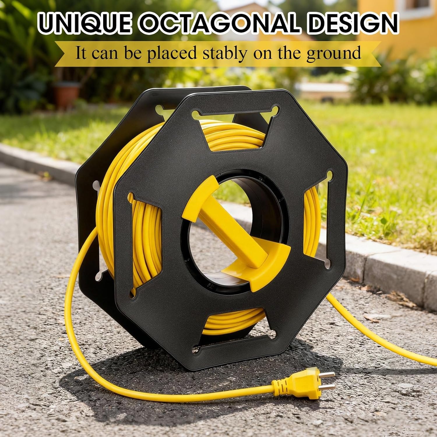 Ripeng 3 Pcs Extension Cord Storage Reels, Holds up to 150 Feet of 16/3 or 125 Feet of 14/3 Gauge Cord, Plastic Cable Winding Wheel Tangle-free with Central Handle for Extension Cords Rope Hose