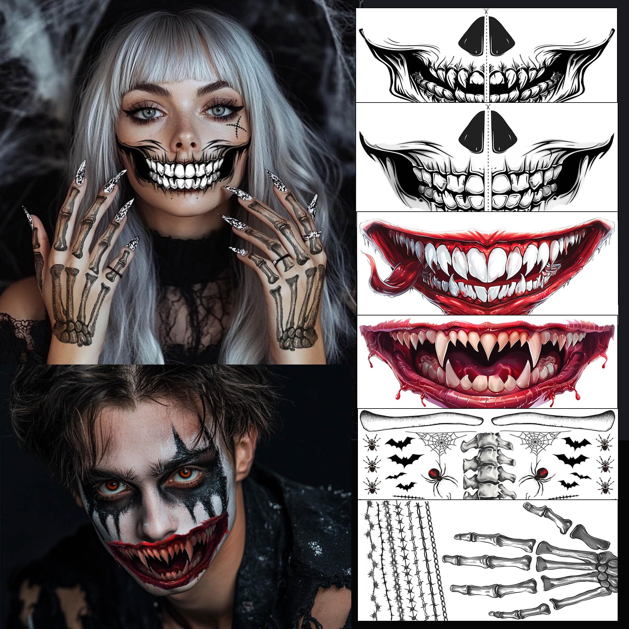 Amazon.co.jp: スケルトンメイク ゴーストフェイス ハロウィンフェイス