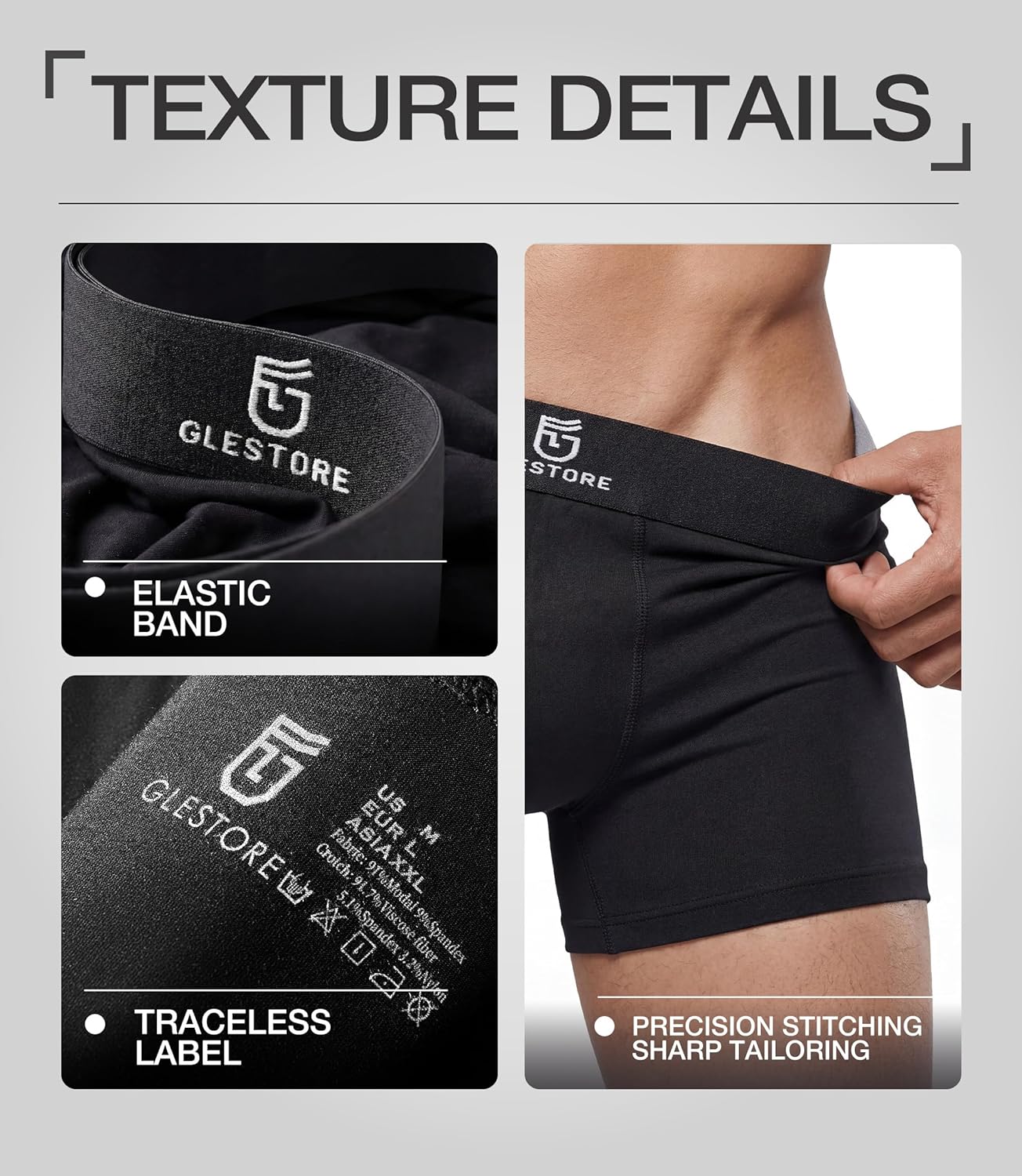 Mens Modal Underwear Trunks Underwear for Men Pack with Pouch Moisture Wicking - Image 6