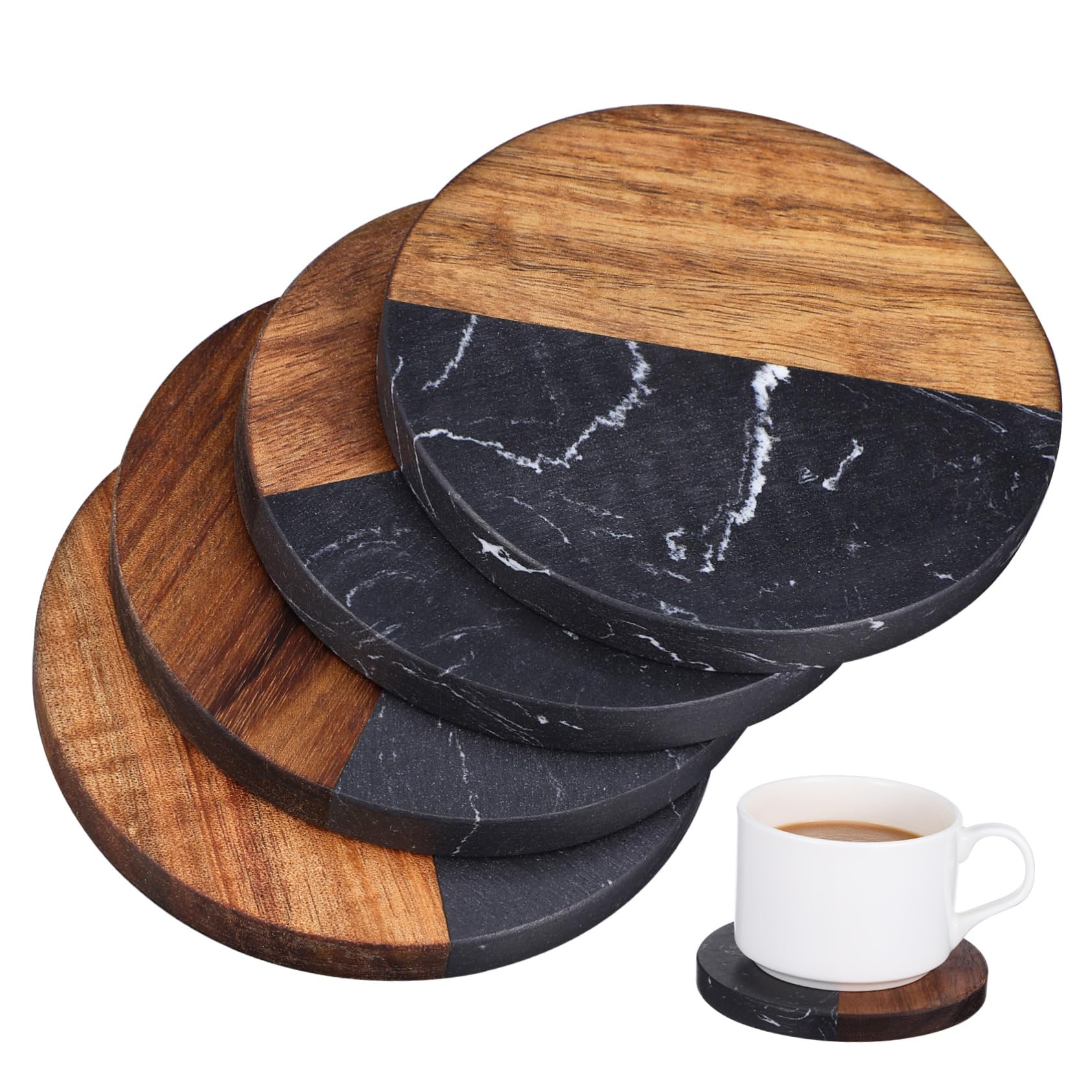 Dessous de verre authentiques bois et marbre, design raffiné pour protéger la table