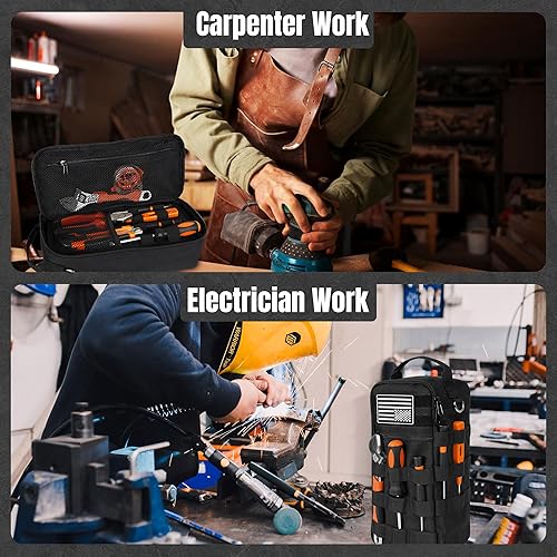 Miniatura 7 de Bolsa de herramientas pequeña portátil, bolsa de herramientas resistente con correa para el hombro y clip de anillo en D, bolsa de mano duradera e