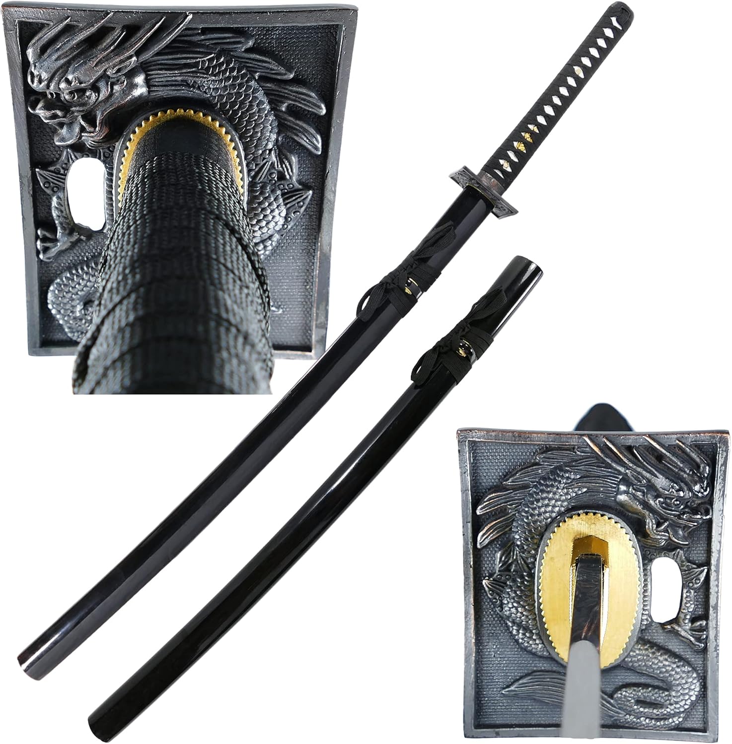 MAKOTO Handmade Sharp Katana Japanese Samurai Sword, Black, Choose Your Tsuba