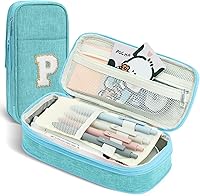 Vista 43 de Bolsa para lápices, Estuche para lápices para niñas y mujeres, estuche para lápices preppy, estuche grande inicial para lápices con cremallera