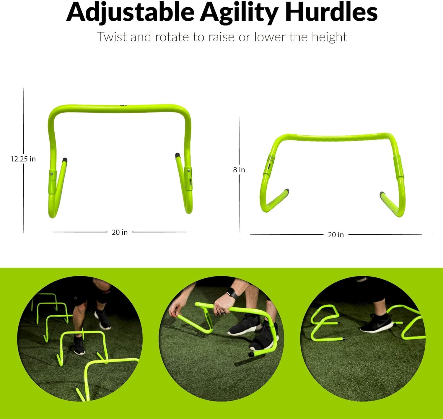AOT Gear Speed and Agility Training Equipment - Complete Set Includes Agility Ladder, 6 Adjustable Hurdles, 12 Soccer Cones, Running Parachute, 5 Pack Resistance Bands, Carrying Case and Drills Book : Sports & Outdoors