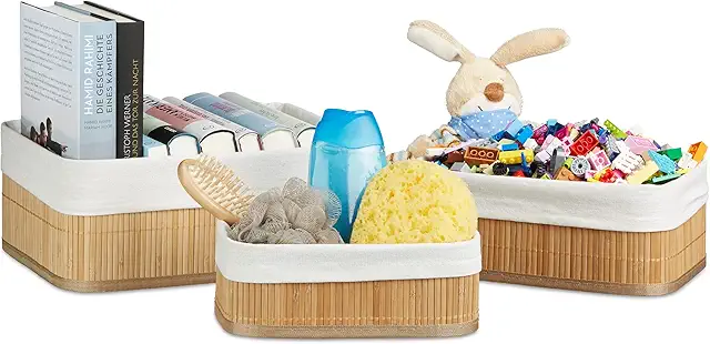 Bambus Regalkorb Set 3er - Aufbewahrungsboxen für Schrank & Schublade