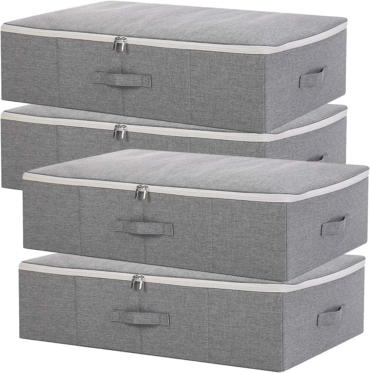 SimpleHome 4er Grey Underbed Storage Bags, Storage Boxes