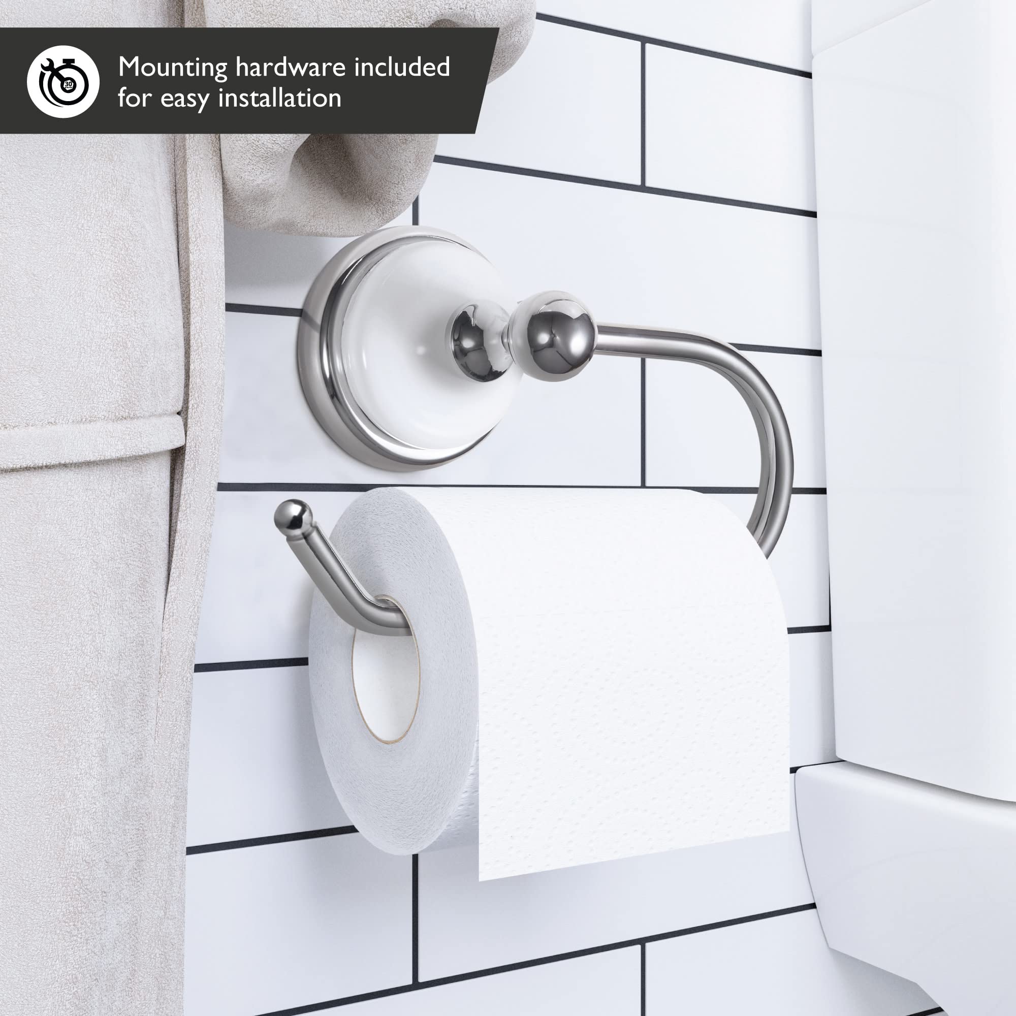 Design House Savannah Toilet Paper Holder, Polished Chrome, White — Amazon image 6