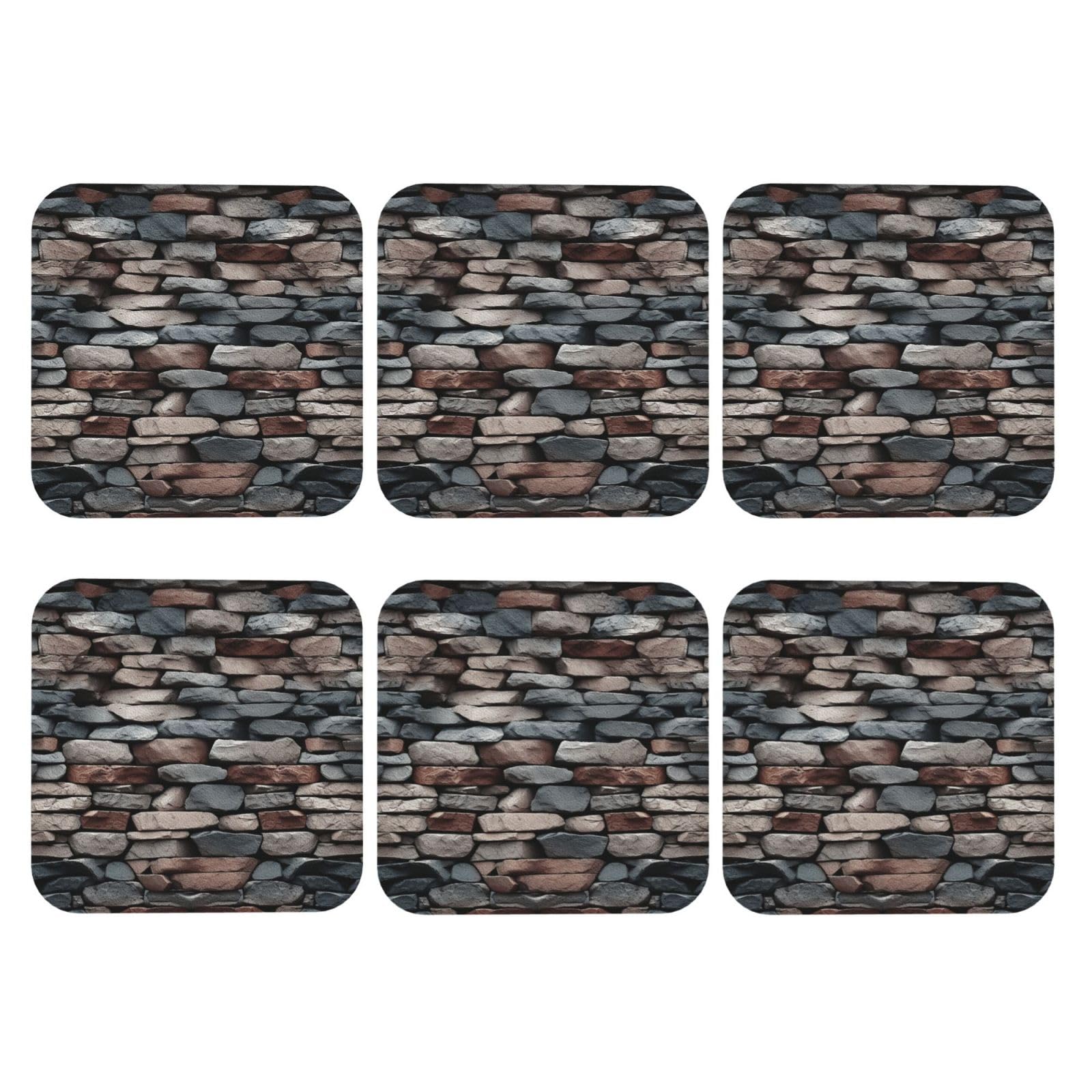 6pcs Leather Coasters for Drinks, Stone Drink Coasters for Tabletop Protection, 4" Cup Coasters for Coffee Table Decor, Non-Slip Drinking Cup Mat for Hot Or Cold Drink