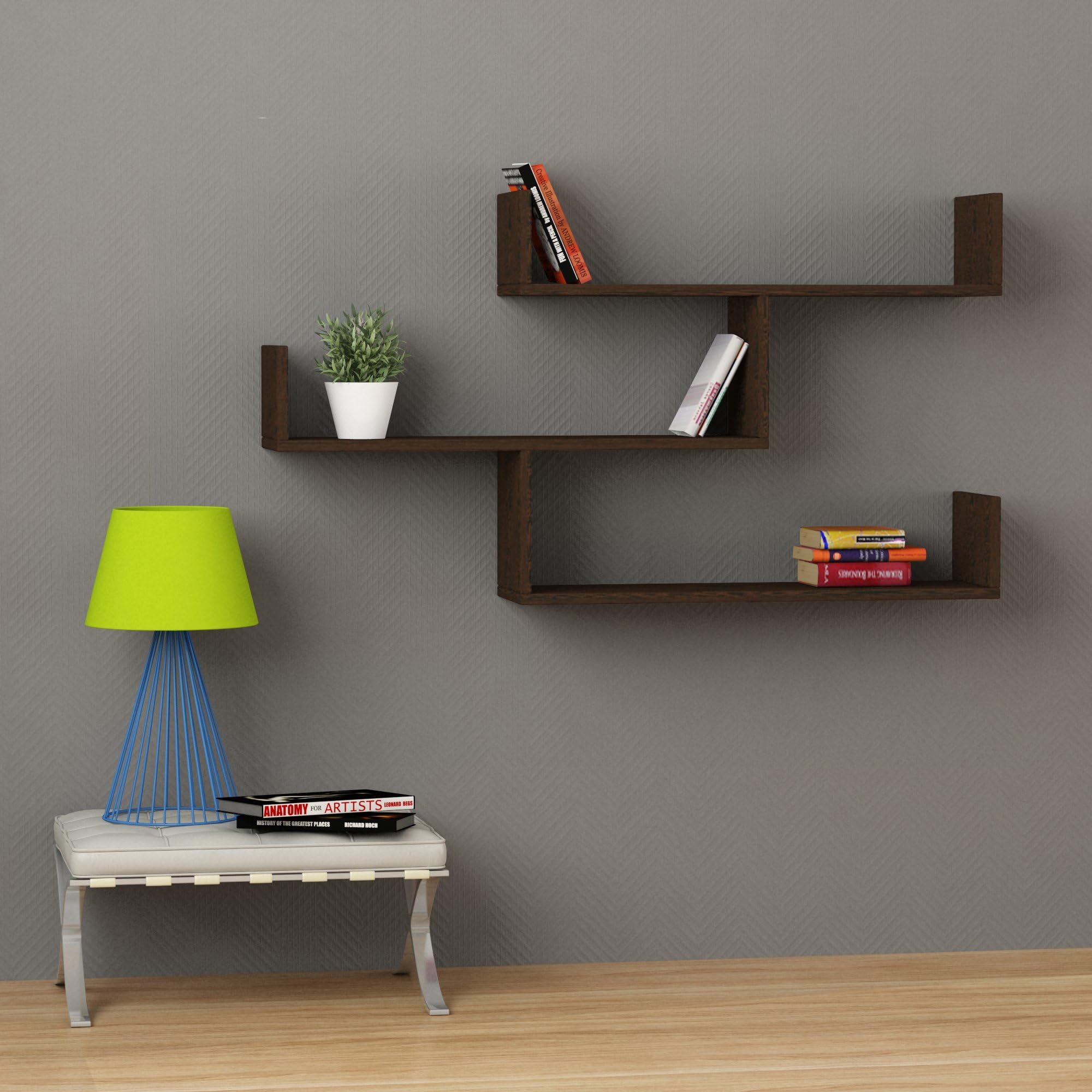 Tibet Modern Wall Shelf Dark Brown 46,9 inch x 26 inch x 8,7 inch