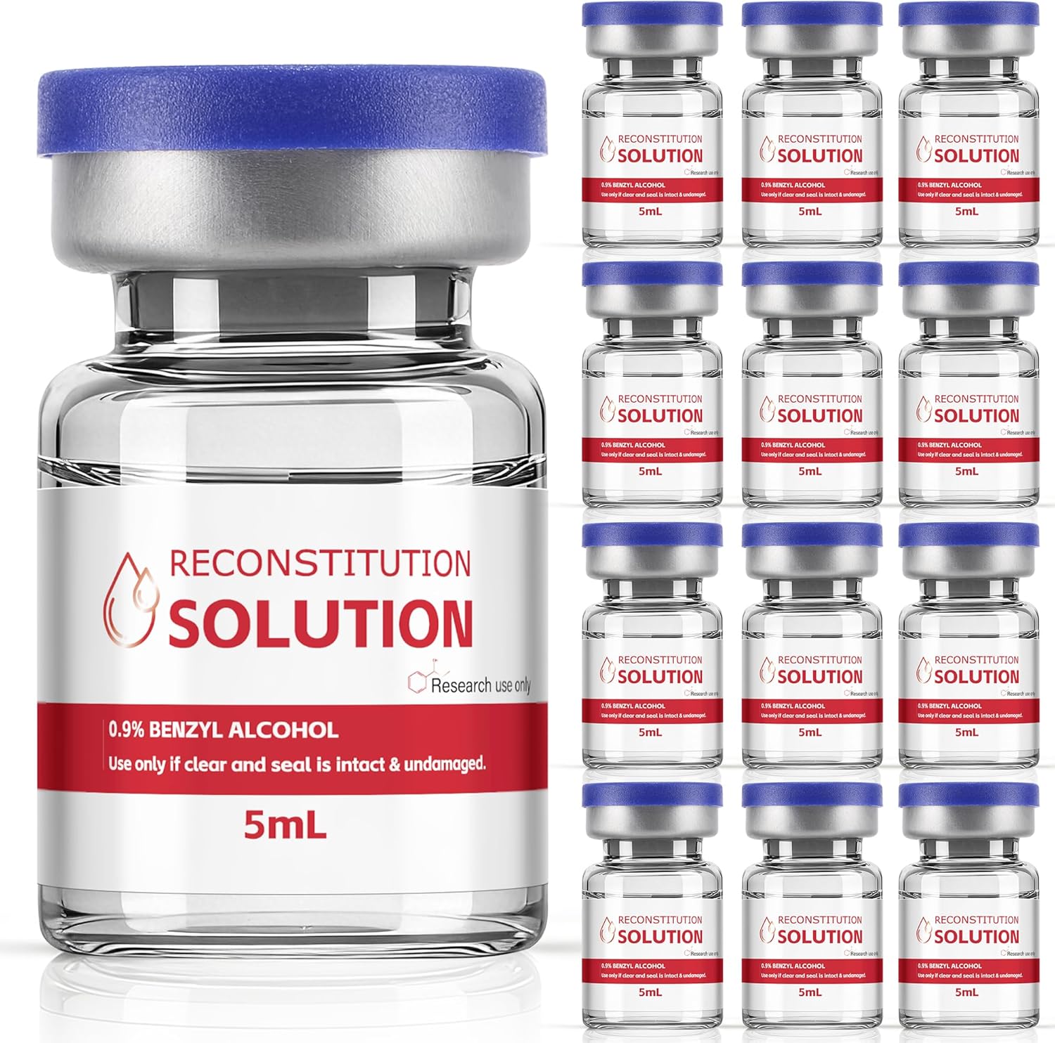 Bottle 12 Pack 5ml Each in Shatterproof Glass Vials, Third Party Tested, Triple Sealing & Ultra Clean Feature