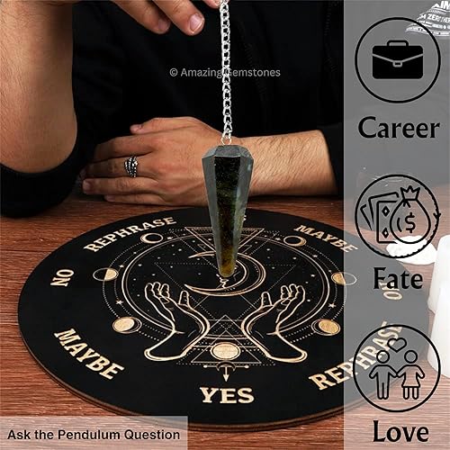 Miniatura 6 de Increíble péndulo de cristal de piedras preciosas para la adivinación Collar de péndulo con cadena de chakras y bola de cristal para curación Reiki