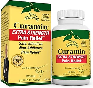 Terry Naturally Curamin Extra Strength - 120 Vegan Tablets - Non-Addictive Pain Relief Supplement with Curcumin from Turme...