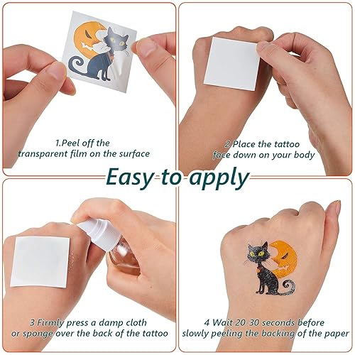 Miniatura 3 de 144 tatuajes temporales de Halloween para niños y adultos, tatuajes temáticos, impermeables, tatuajes temporales, suministros de decoración de