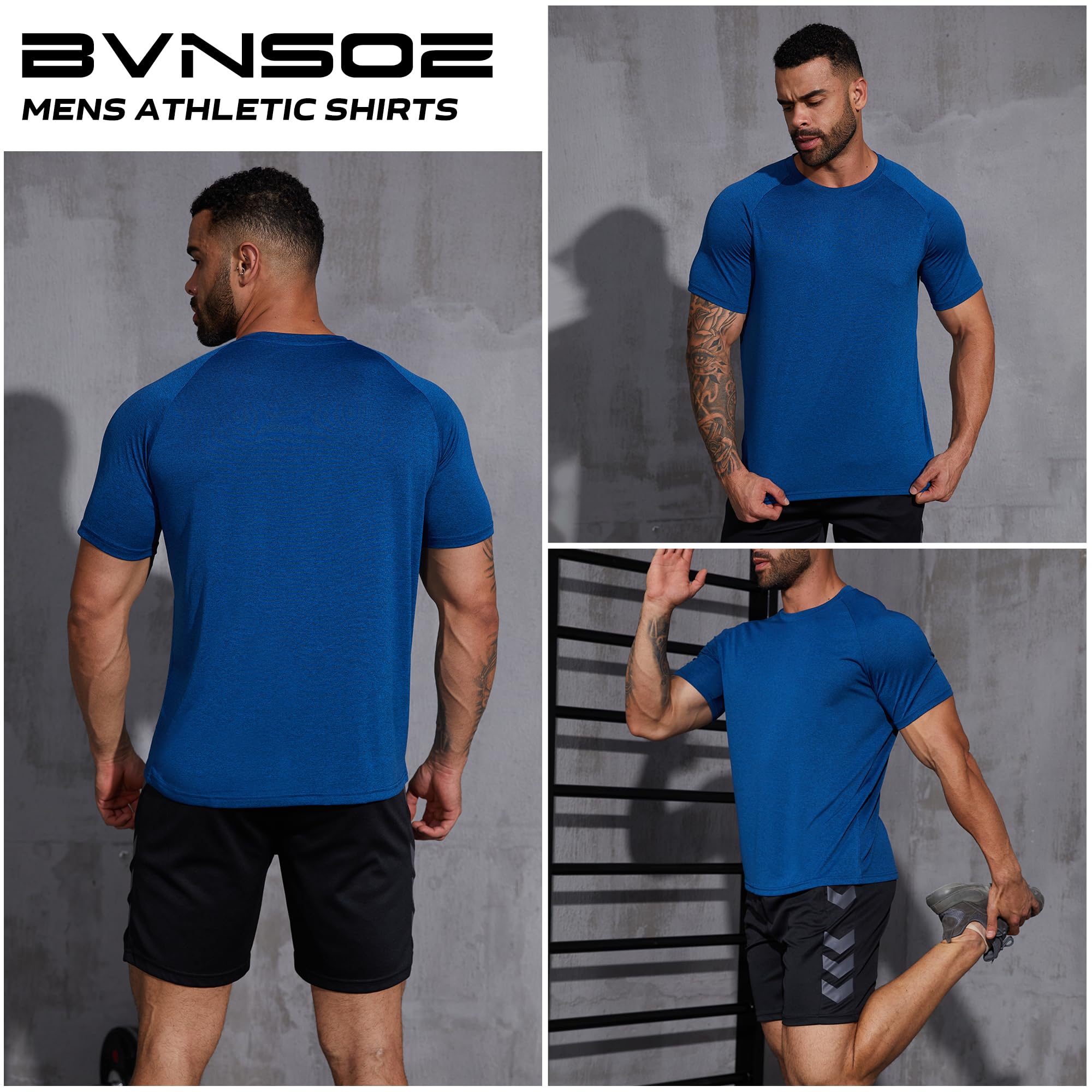BVNSOZ Camisas de Entrenamiento para Hombre, Que absorben la Humedad, Camisetas atléticas para Hombre, Secado rápido, Camisetas de Gimnasio para Hombre