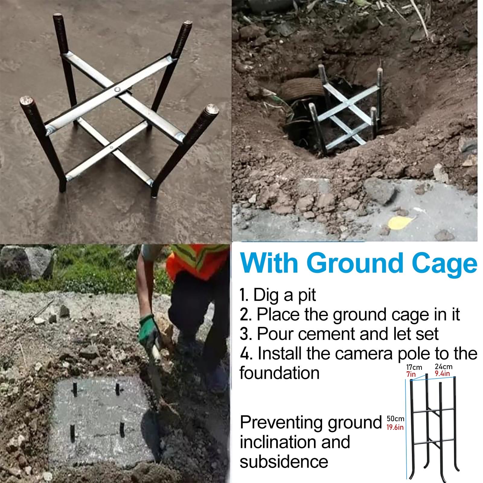 ERRULAN Staffa per Telecamera Esterna Pali Universali per Telecamere di Sicurezza per Palo di Montaggio per Sorveglianza Esterna, Colonna Portante per CCTV(Double,Height 4.5m/14.8 ft)