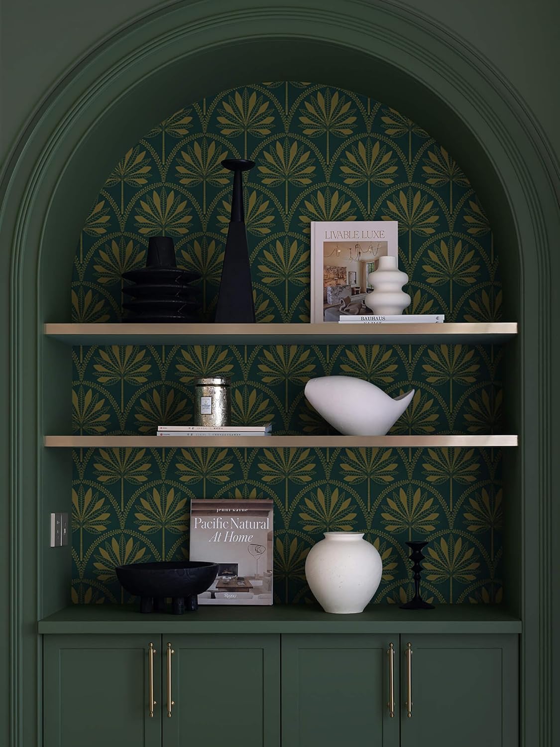 Heroad Peel & Stick Wallpaper - Tropical Jungle Forest, Dark Green, Boho Style, Vinyl Roll, Self-Adhesive, 393"x17.3"