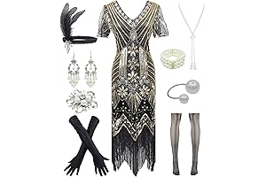 1920s Flapper Plus Size Dress with Gatsby Accessories Set