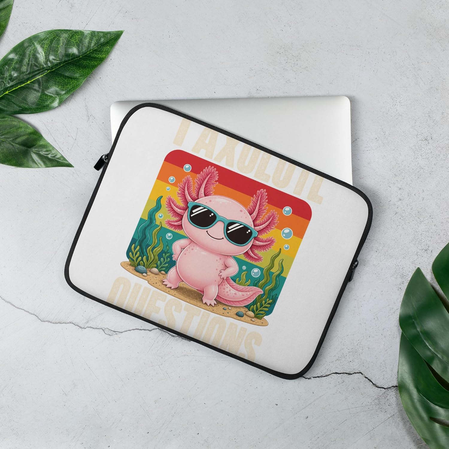 I Axolotl Questions Adults Youth Kids Retro Axolotl Novelty Graphic Laptop Sleeve image 4