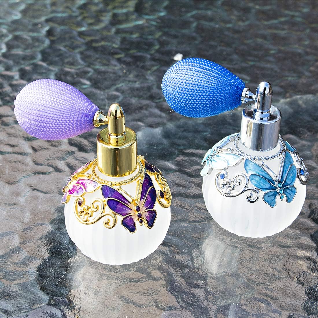 YU FENG 50ml Glass Perfume Bottle, Refillable Crystal Spray Atomizer Set