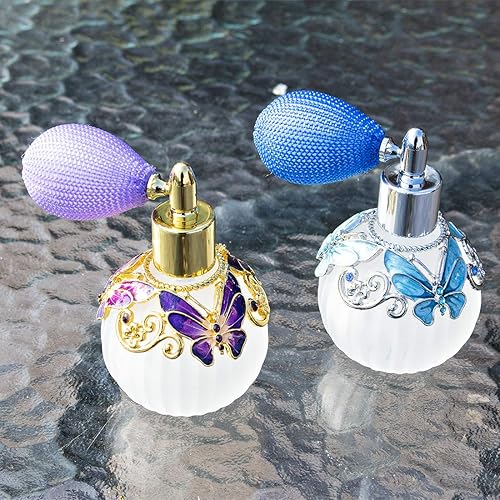 Miniatura 6 de YU FENG Botella de perfume vacía de vidrio con libélula decorativa retro recargable portátil ligero recipiente de líquido de vidrio botella