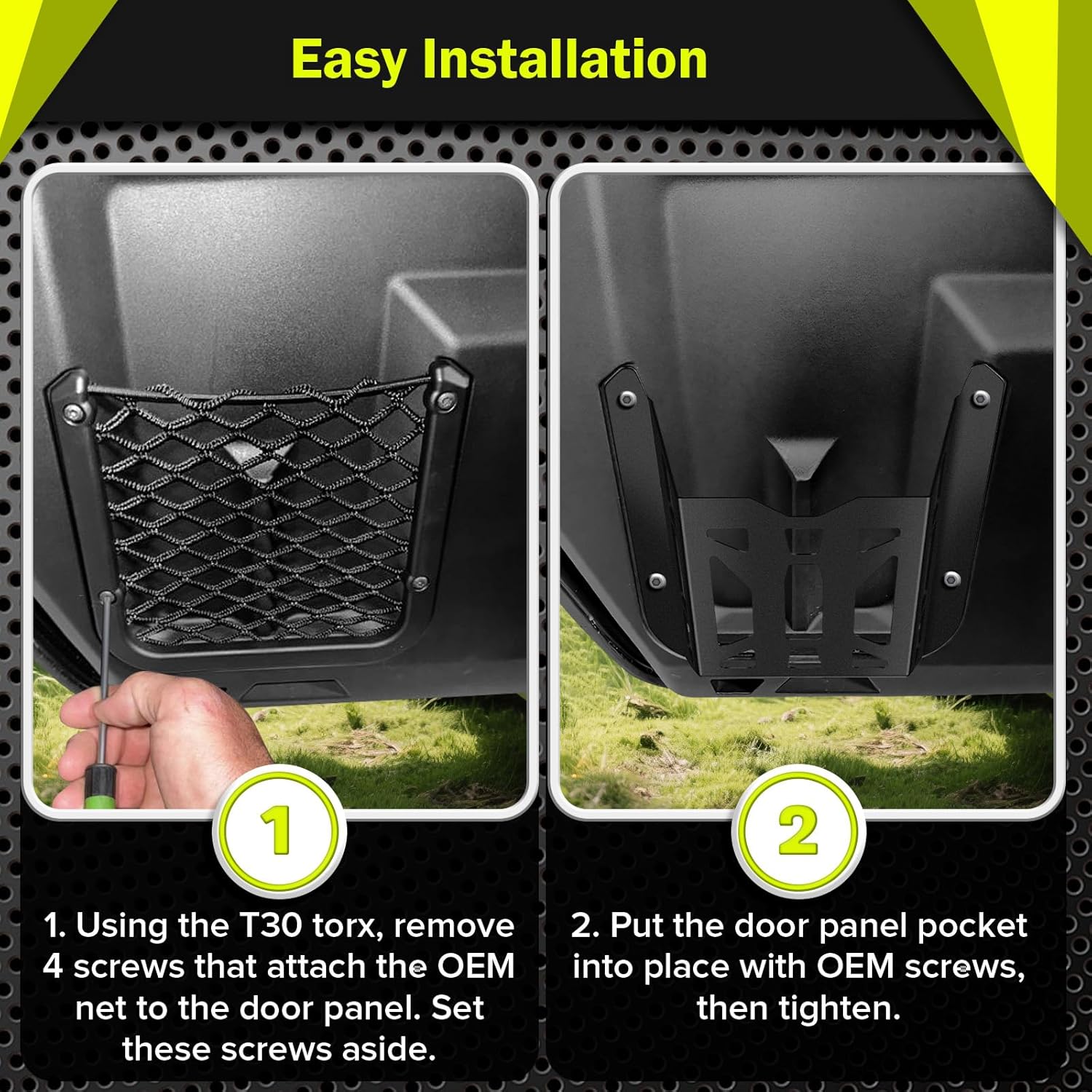 2PCS Ultra-Tough UTV Door Pockets Fit for Polaris XD 1500 Doors, 14-Gauge Steel Crushproof Design, Rust-Proof, Quick-Install UTV Door Pocket