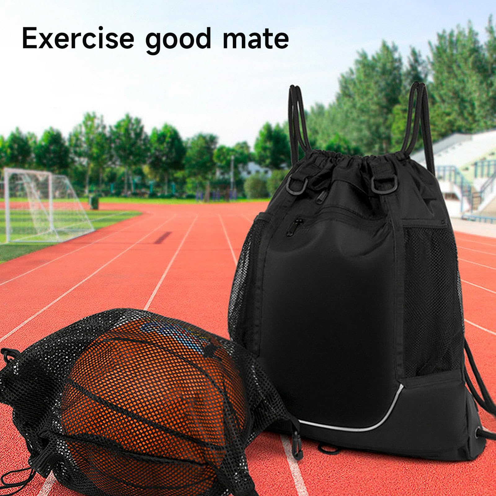 Borsa a tracolla da basket per ragazzi con doppio lato borsa pieghevole zaino da palestra con coulisse sport zaino da calcio
