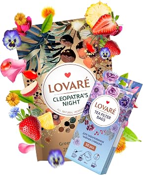 LOVARE Filter Bags with Cleopatras Night Loose Leaf Tea in Doypack | Floral Herbal Blend with Egyptian Charm | Ideal for Iced and Hot Tea