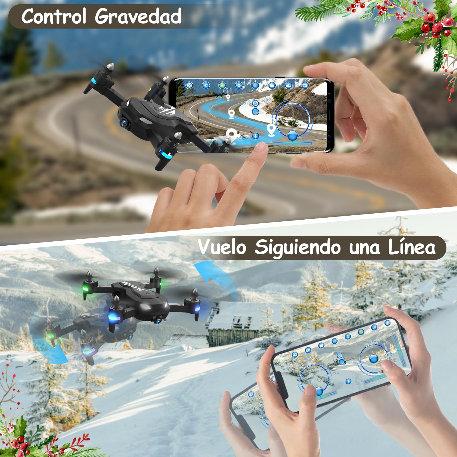 Wipkviey T26 Dron con Cámara 1080P HD - C0 Drone Profesional para Niños y Principiantes Transmisión FPV, Con 2 Baterías y Bolsa Portátil,Con Video WiFi en Vivo Quadcopter RC con 2 Baterías 26 Mins