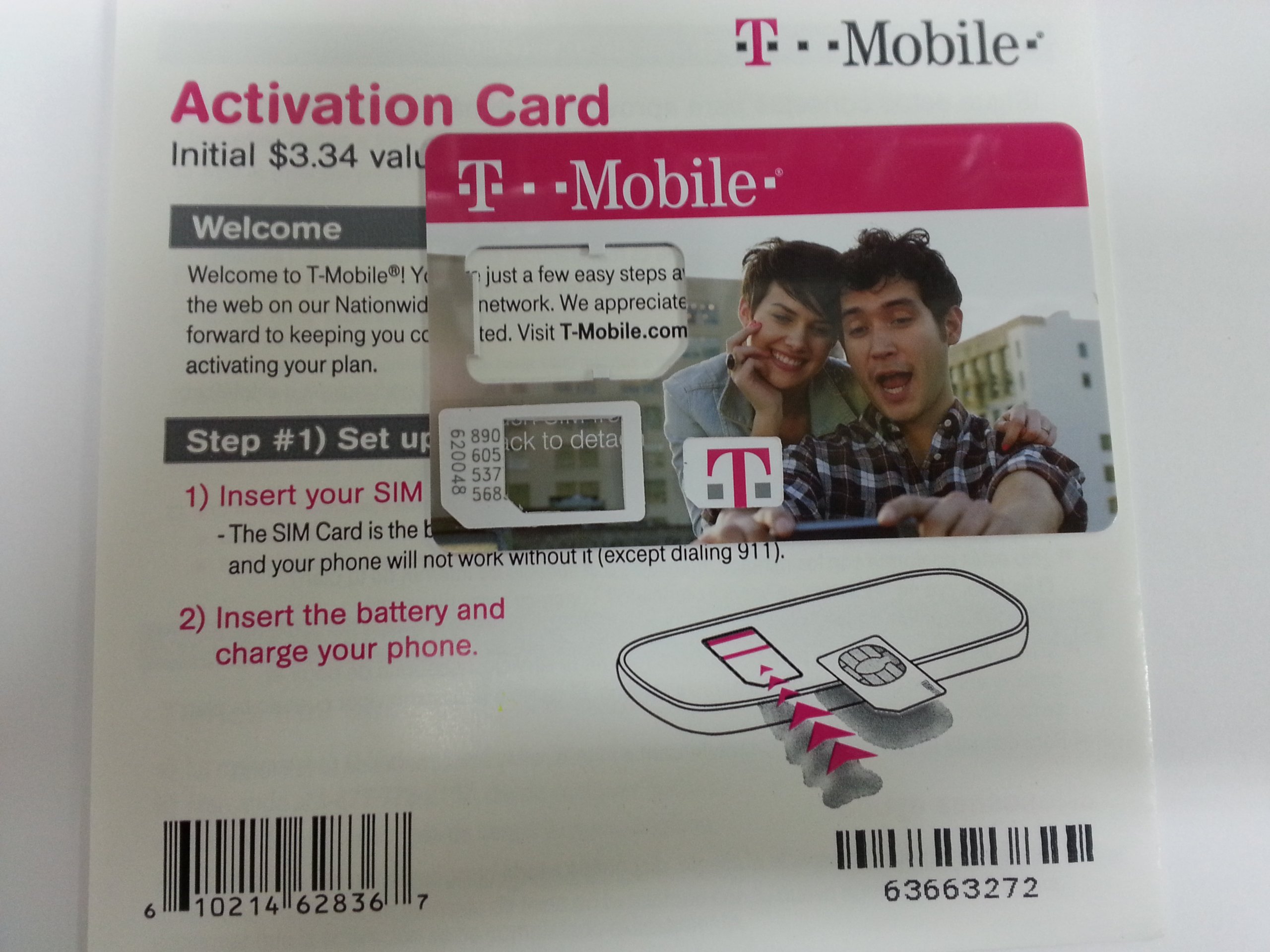 TMobile NANO SIM Card (CUSTOM CUT) with Prepaid Activation Kit Buy